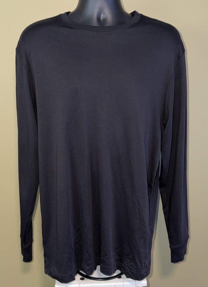 Daniel Cremieux Men’s Large Long Sleeve Pima Cotton Black Crew Neck T-Shirt