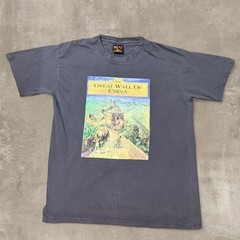 Vintage Great Wall of China Tourist Graphic Tee – Faded Black – Size 3XL