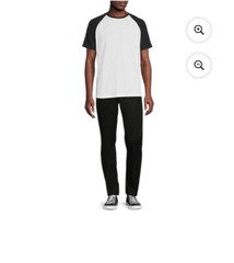 George Men’s White & Black Semi-Fitted Pullover Raglan Short Sleeves T- Shirt