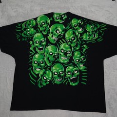 Liquid Blue Skull Pile T-Shirt Mens 6XL Black AOP Glow N Dark Travis Scott 2017