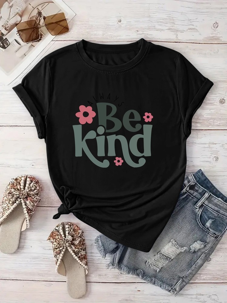 [Be Kind T-shirt] New Recommended] UnisexCasual Creative Monogram Be Kind Pr