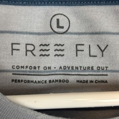 Free Fly T-Shirt Men’s Large Blue Stripe Performance Bamboo Pocket Short Sleeve