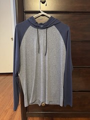 01.ALGO Med Long Sleeve Hooded T-Shirt – Blue/Grey (UPF 40, Recycled Fabric)