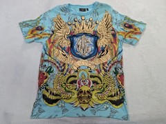 Vintage Y2K Ed Hardy Christian Audigier AOP Graphic Tee Shirt Size L