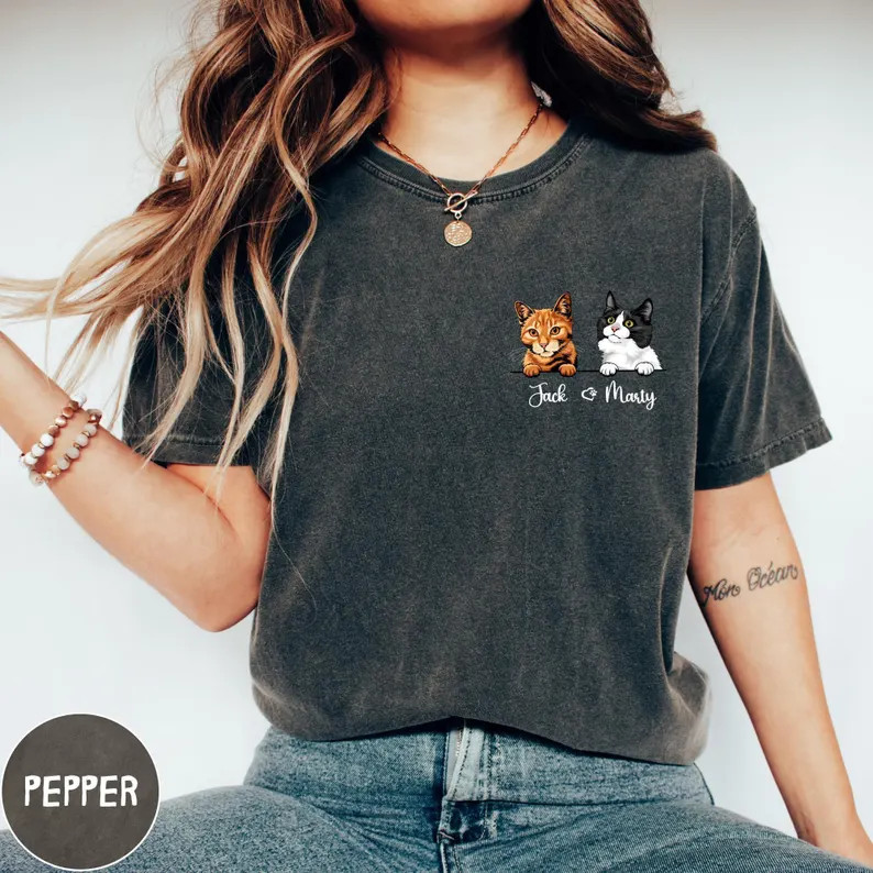 Custom Pet Portrait Dog Cat Comfort Tee Personalized Animal