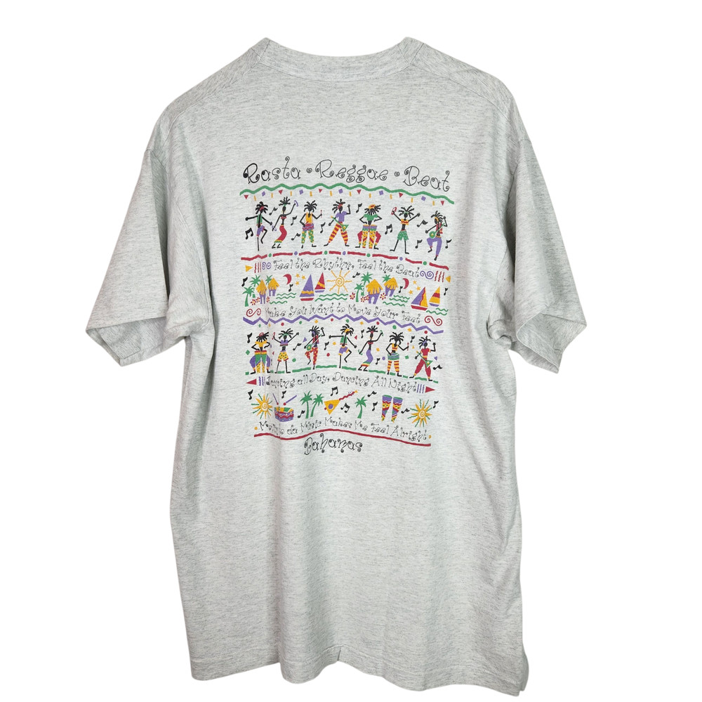 Vtg Bahamas Shirt Mens XL Gray Single Stitch Fruit of the Loom Reggae Rasta 90s