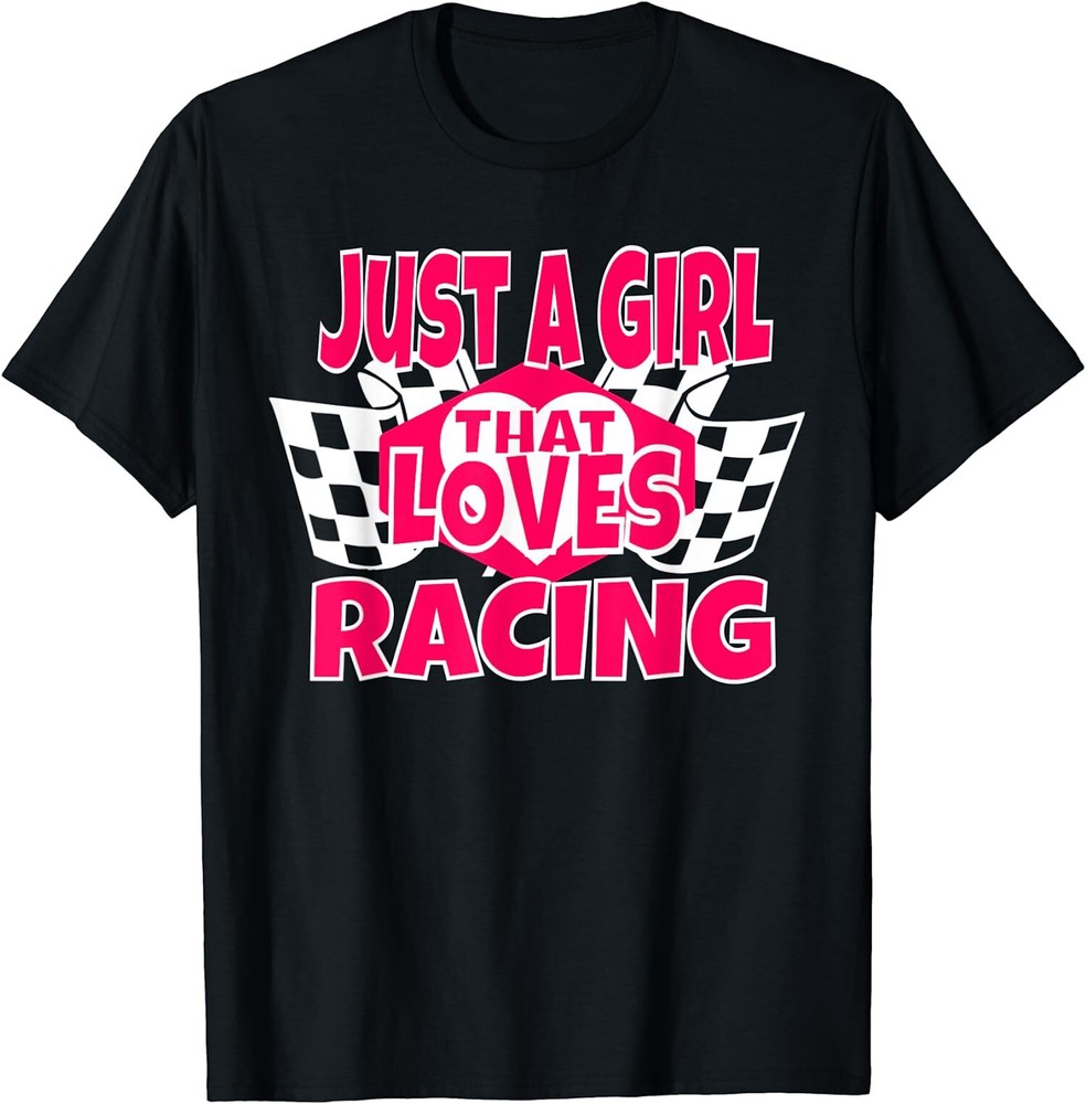 Just A Girl That Loves Racing Checkered Flag T-Shirt