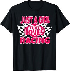 Just A Girl That Loves Racing Checkered Flag T-Shirt