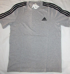 Adidas Essentials 3-Stripes T-Shirt Men’s size M Gray Crew-Neck Short Sleeve NEW