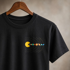 Solar System Astronomy T-Shirt Funny Space Gamer Graphic Tee Men’s S-5XL