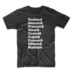 Santa’s Reindeer T-Shirt. On Black, White, Red or Gray Premium Tee! Christmas