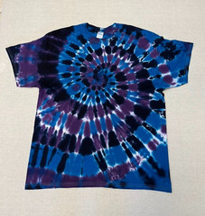 Vintage Style Tie Dye Shirt Adult XL Blue Purple Spiral Festival Boho Tee