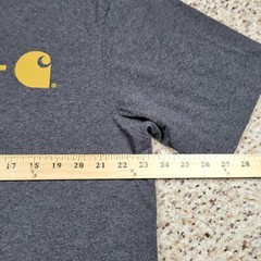 Carhartt Shirt Mens Large Gray Yellow Spell Out Tee Work Wear Outdoors Adult A12