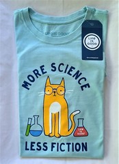 Life Is Good SS Shirt Crusher Tee MORE SCIENCE LESS FICTION CAT Chest43in Mens M
