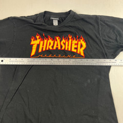 Thrasher Magazine Flame Logo T Shirt Men’s Med (39″) Black Skateboard Tee Spots