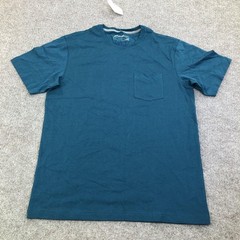 Eddie Bauer Shirt Mens Medium Meridian Blue Pocket Tee Tagless Sample Cotton