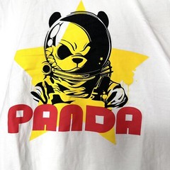 Panda T shirt Lushanghai Astronaut Mens 100% Cotton Large Star Yellow Bear Tee