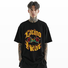 Latino Heat Shirt Chicano Style Flame Roses T-Shirt Hispanic Pride Tee A391