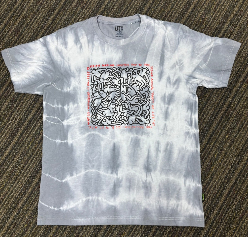 Keith Haring x Uniqlo UT Tie Dye T-Shirt Mens Medium Party of Life Graphic Pop
