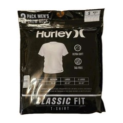 3 PACK HURLEY MENS CLASSIC FIT T-SHIRT ULTRA SOFT TAG FREE – White SZ Small