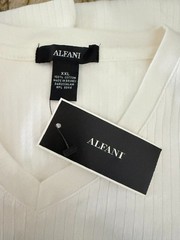 Alfani Men’s Short Sleeve Pullover V-Neck Ribbed Top White XXL NWT