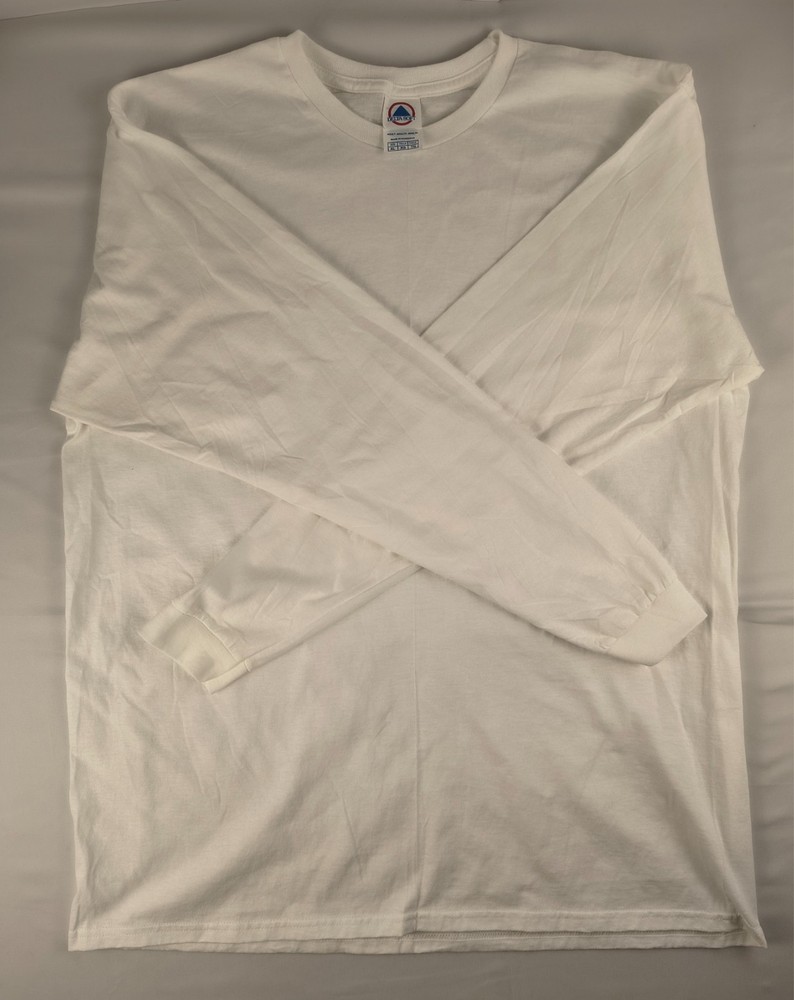 Delta Soft Mens White Long Sleeve Crew Neck Cotton T-Shirt XL 3XL Blank