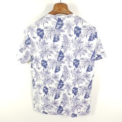 Altea T Shirt Mens M White Blue Slim Fit Floral Print Short Sleeve Summer Tropical