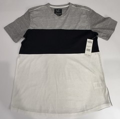 Modern Culture Men’s V-Neck Short Sleeve Colorblock T-Shirt Gray Black White L