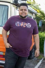 D555 Duke Big Mens Printed T-Shirt Vintage CD Plum 2XL 3XL 4XL 5XL 6XL (601607)