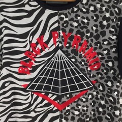 Black pyramid mens t shirt size L animal print short sleeve black white 099798