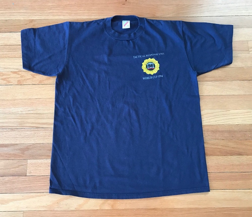 Vintage Jerzees World Cup 1994 White Tactical Response Unit New Jersey Shirt L