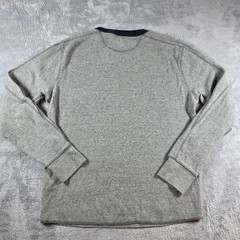 J.Crew Men XS Grey Thermal Shirt Contrast Navy Crew Neck Ringer Oarsman Waffle