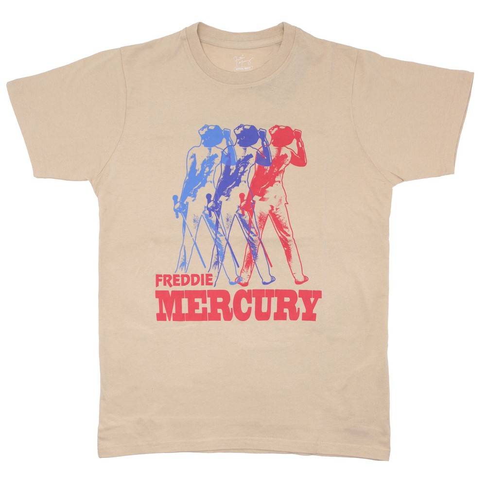 Men’s Freddie Mercury Multicolour Photo T-shirt Large Sand