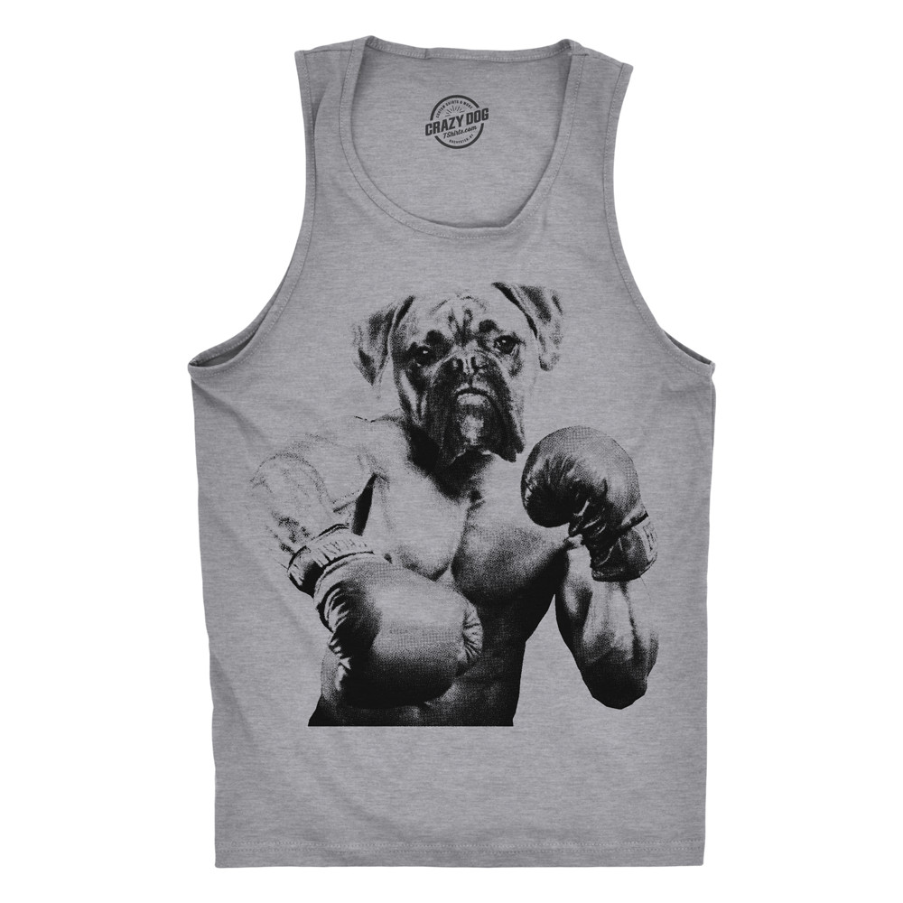 Mens Boxer Boxing Fitness Tank Top Funny Workout Puppy Dog Tee for Guys