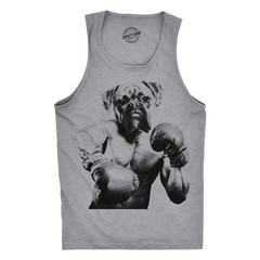 Mens Boxer Boxing Fitness Tank Top Funny Workout Puppy Dog Tee for Guys