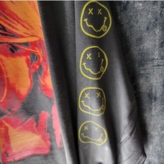 Kurt Cobain Nirvana Custom Long Sleeve Shirt 4-Sided Print Shaka Wear in Black!!