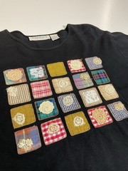 Vintage Chaus Patchwork Art T Shirt Sz M Cottagecore Grandma Lace Floral 90s