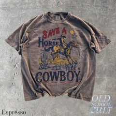 Save a Horse Ride a Cowboy Shirt Retro Western Cowgirl Comfort Colors Graphic