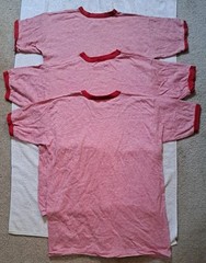 3 Vintage 80s 70s Russell Athletic Ringer Heather Red Tri Blend Large
