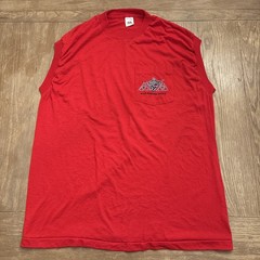 Vintage Fruit of the Loom Sleeveless Pocket T Shirt XXL Red Atlantic City