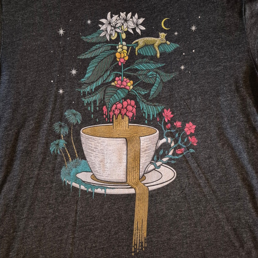NEW – MEDIUM – Curbside Clothing Coffee Plant – Black Heather Tee Shirt