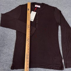 Orlebar Brown Shirt Men Small Truffle Brown Harrison Cashmere Henley T Tee NEW