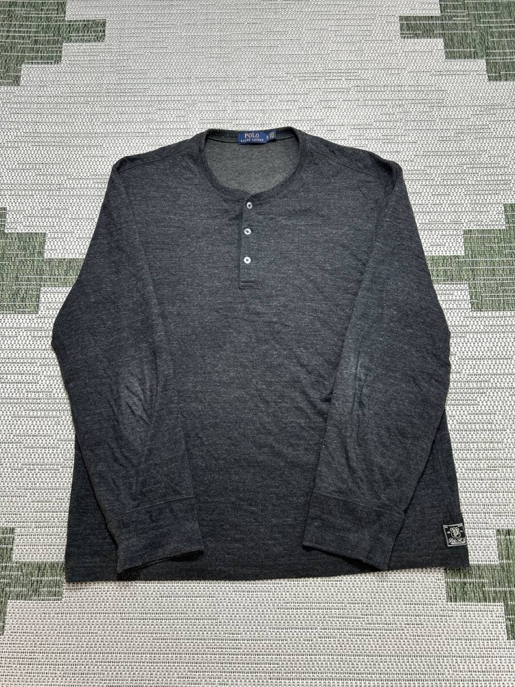Polo Ralph Lauren Shirt Mens Xl Black Cotton Henley *