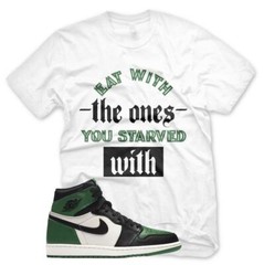 New White STARVED WITH T Shirt J1 Retro 1 High OG Pine Green