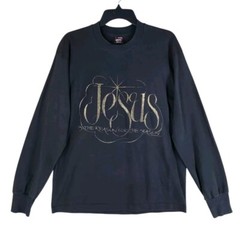 Vtg 90s Single Stitch Shirt Men L Black Gold “Jesus Reason For Season” Christmas