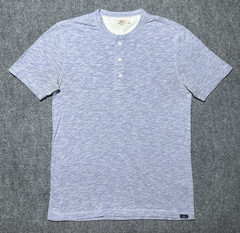 Faherty Blue Heather Dyed Cotton Blend Short Sleeve Henley Shirt Men Small