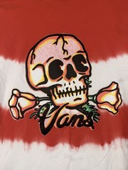Vans Off The Wall Skull Tie Dye Long Sleeve Tee Medium Red White