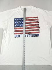 Fruit Of The Loom Shirt Mens 2XL White Built On Freedom Flag USA Tee Patriotic