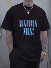 Men’s Mamma Mia Disco Print T-Shirt – Blue Printed Bling Musical Tee