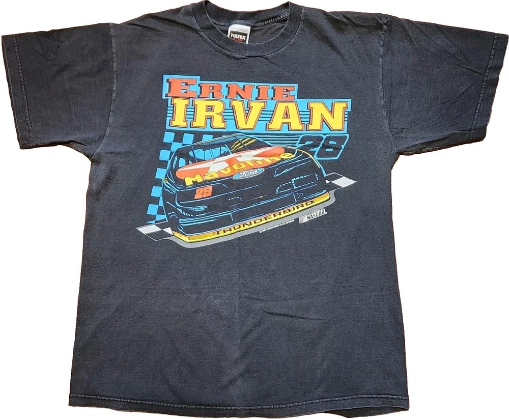 1994 Tultex Ernie Irvan T Shirt Mens XL #28 Car Nascar Checkered Flag Sports VTG